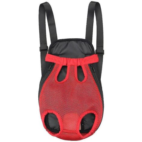 Sac à dos de transport pour animaux de compagnie, ajustable sur le devant, pour chats et chiens, avec ouverture pour les pattes et la queue sur le ventre - Taille S - Rouge (1/5)
