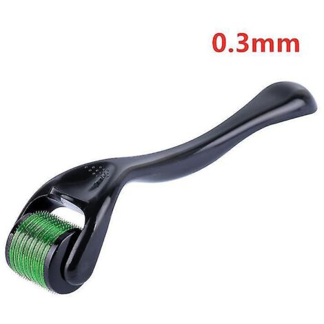 Rouleau de micro-aiguilles pour la peau, la barbe et les cheveux (0,2 mm, 0,25 mm, 0,3 mm) - Outil de micro-lavage du visage (540 aiguilles) pour le visage, le corps et la croissance des cheveux - Ver (1/5)