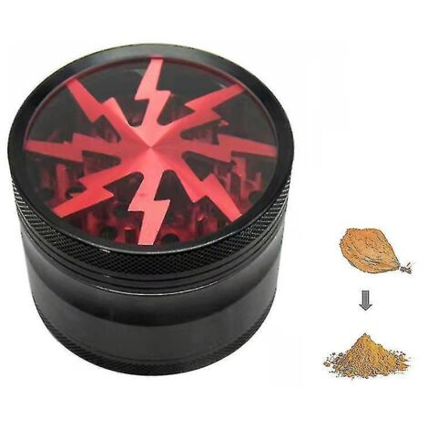 Broyeur à tabac en alliage d'aluminium 63 mm, 4 couches, coupe-herbes transparent en forme d'éclair - rouge (1/5)