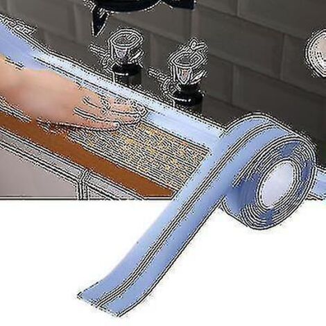 Ruban adhésif d'étanchéité imperméable et anti-moisissure pour papier peint, cuisine et sol en PVC - 2,2 cm x 320 cm - Bleu (1/4)
