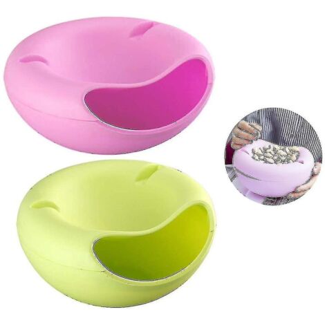 Bol à apéritif pour noix, bol de service, bol en plastique à double compartiment détachable, bol pour apéritifs, noix, graines avec support pour téléphone portable -- (1/5)