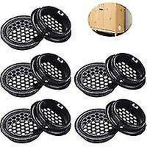 10 grilles de ventilation rondes en acier inoxydable, grilles de ventilation rondes en acier inoxydable, 10 grilles de ventilation noires (1/4)