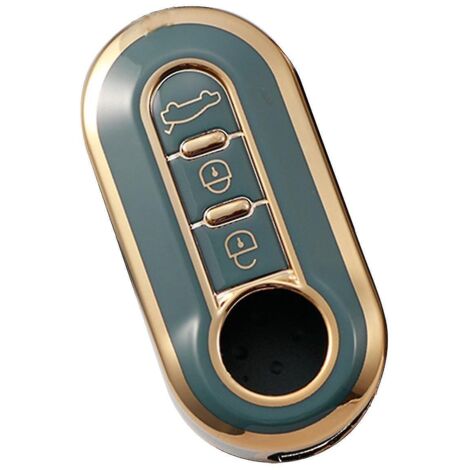 Étui pliable pour clé de voiture compatible avec Fiat 500 Doblo, Ducato, Panda, Punto et Peugeot (3 boutons) - Gris (1/5)