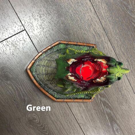 Tête de dinosaure jurassique en latex expansé, décoration murale lumineuse LED réaliste pour Halloween - Vert lumineux (1/5)