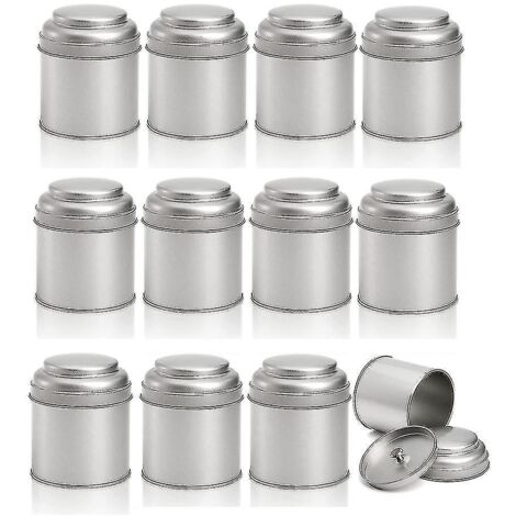 Boîte à thé ronde de 12 oz avec double couvercle hermétique, petite boîte à thé de cuisine L-- (1/5)