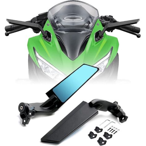 Rétroviseur extérieur réglable en aluminium Pacewalker pour moto, compatible avec Kawasaki Ninja 400 650 Zx10r Zx6r Zx-636 (2018-2022) et Honda Su, lentille anti-éblouissement. (1/5)