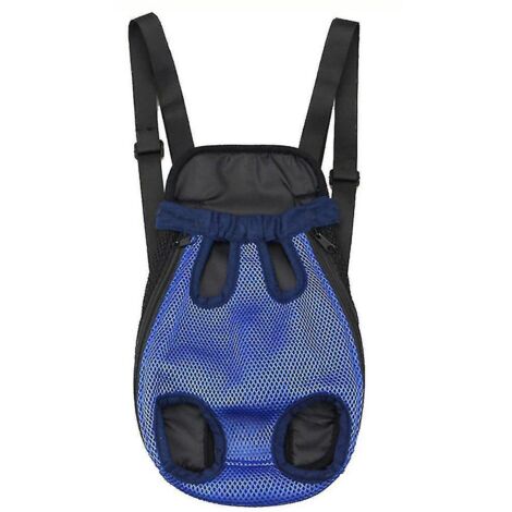 Sac à dos de transport pour animaux de compagnie, ajustable sur le devant, pour chats et chiens, avec dégagement pour les pattes et la queue sur le ventre - Taille L - Bleu foncé (1/4)