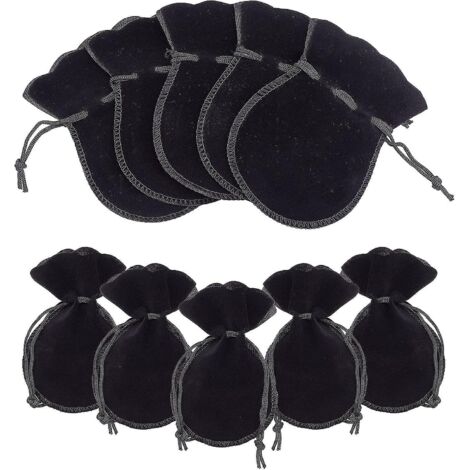 Lot de 30 sacs à cordon en velours 12x9cm, pochettes cadeaux noires en forme de courge, sacs à bonbons, sacs de rangement pour bijoux, cadeaux de mariage (1/5)