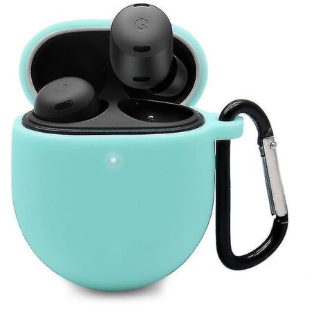 Étui de protection en silicone pour écouteurs Bluetooth Google Pixel Buds Pro, antichoc et avec boucle anti-perte - Vert menthe (1/5)