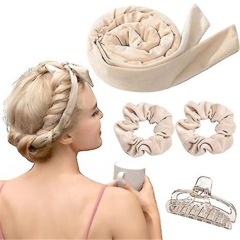 Fer à friser sans chaleur, bandeau pour bigoudis ondulés naturels - beige (1/5)