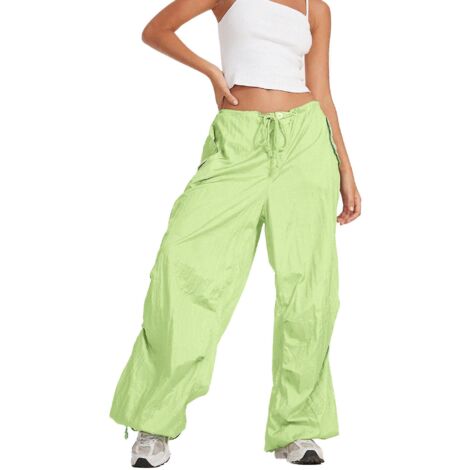 Pantalon cargo baggy Harajuku pour femme, style Y2K vintage, jogging, pantalon de survêtement hip-hop sportif streetwear - L - Vert clair (1/5)