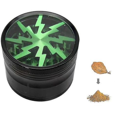 Broyeur à tabac en alliage d'aluminium 63 mm, 4 couches, coupe-herbes transparent en forme d'éclair, vert (1/5)