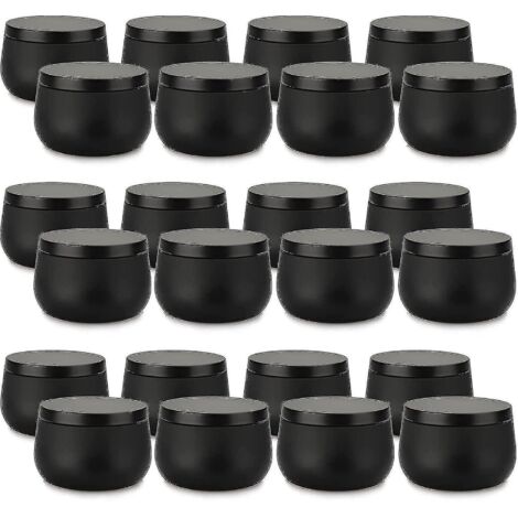 Boîte à bougies 24 pièces, contenants à bougies avec couvercle, pots à bougies noirs pour la fabrication de bougies -- (1/4)