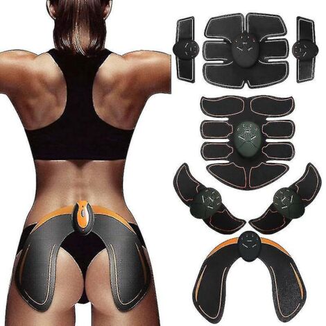 Stimulateur musculaire EMS sans fil pour abdominaux et muscles abdominaux, tonifiant et sculptant le corps, patch amincissant pour les hanches, unisexe - Lot de 6, 3 en 1, 5 gels (1/5)