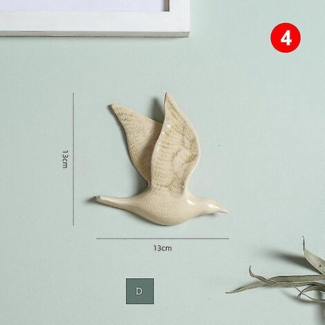 Décorations murales en céramique 3D en forme d'oiseaux - Lot de 4 (1/5)