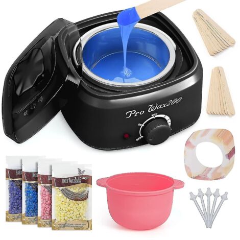 Kit de chauffe-cire Ranrose pour l'épilation, appareil électrique portable pour cire chaude, chauffe-cire dépilatoire à domicile pour femmes. (1/5)