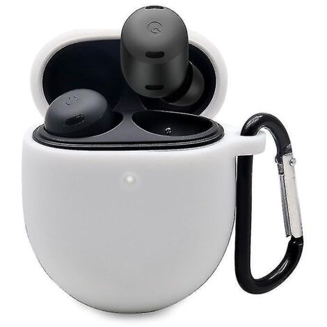 Étui de protection en silicone pour écouteurs Bluetooth Google Pixel Buds Pro, anti-chute avec boucle anti-perte - Blanc (1/5)