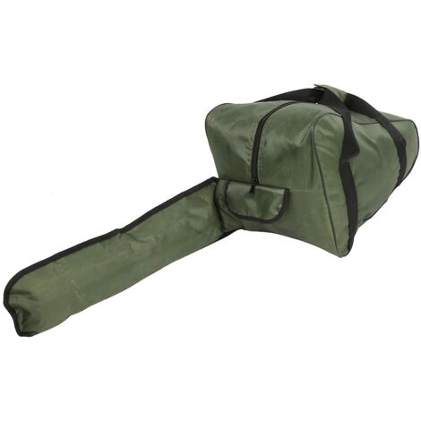 Sac de transport pour tronçonneuse, robuste et imperméable, en tissu Oxford, portable, pour bûcheron (vert armée) (1/4)