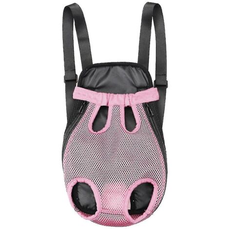Sac à dos de transport pour animaux de compagnie, ajustable sur le devant, pour chats et chiens, avec ouverture pour les pattes et la queue sur le ventre - Rose - Taille S (1/5)