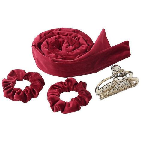Fer à friser sans chaleur, bandeau à bigoudis ondulés naturels - bordeaux (1/5)