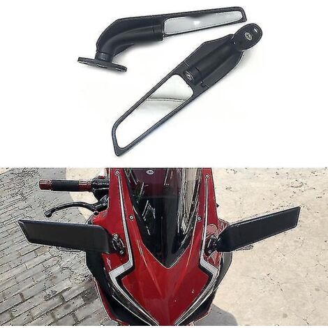 Rétroviseur compatible avec les motos Honda CBR500R, CBR650R et CBR1000RR (2016-2021) : rétroviseur pivotant et réglable avec aileron anti-vent modifié.