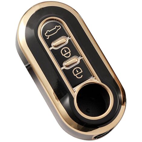 Étui pliable pour clé de voiture compatible avec Fiat 500 Doblo, Ducato, Panda, Punto et Peugeot (3 boutons) - Noir (1/5)