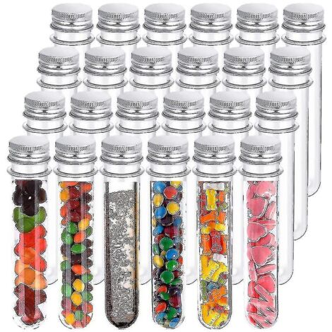 Lot de 24 tubes à essai en plastique, tubes à essai transparents de 45 ml avec bouchons, 140 x 25 mm (xiatian) (1/4)