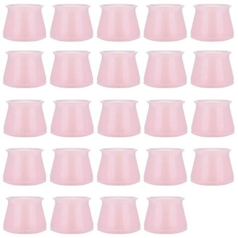 Lot de 24 embouts en silicone pour pieds de chaises - Protections pour pieds de meubles - Protège-pieds de tables et de tabourets - Prévient les rayures et les bruits - Forme ronde en silicone rose (1/5)