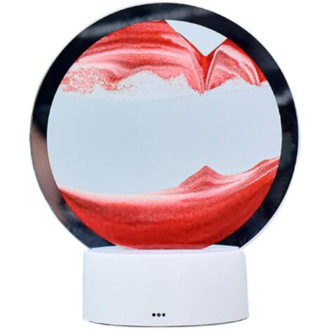 Lampe de table effet sable mouvant, veilleuse effet sable fluide pour étagère, décoration intérieure - Rouge (1/4)