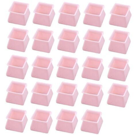 Lot de 24 embouts en silicone pour pieds de chaises - Protections pour pieds de meubles - Protège-pieds de tables et de tabourets - Empêche les rayures et atténue le bruit - Carré en silicone rose (1/5)