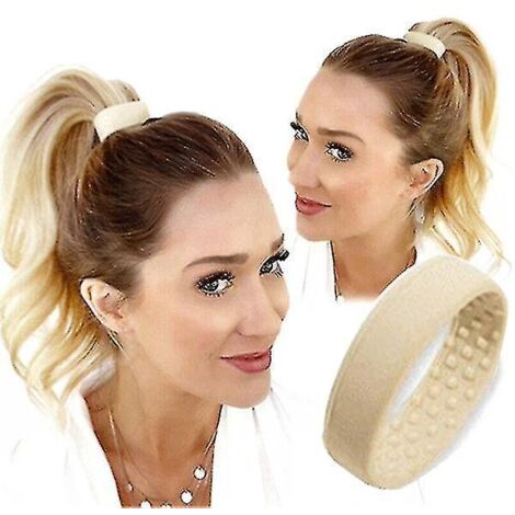 Pince à cheveux pliable pour queue de cheval, élastique en silicone beige (1/4)