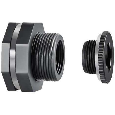 2 raccords de cloison en PVC avec bouchons pour récupérateurs d'eau de pluie, aquariums, réservoirs d'eau, baignoires, piscines - 3/4 pouce - 1 pièce (1/5)