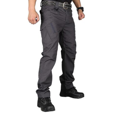 Pantalon cargo tactique imperméable New Soldier pour homme, style cargo, idéal pour les activités de plein air et les combats - Gris - Taille M (1/5)