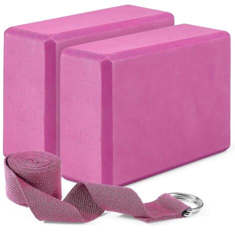 Lot de 2 blocs de yoga et sangles de yoga, blocs de fitness antidérapants en mousse EVA pour le yoga, le pilates et l'entraînement physique, jaune 2 l (1/5)