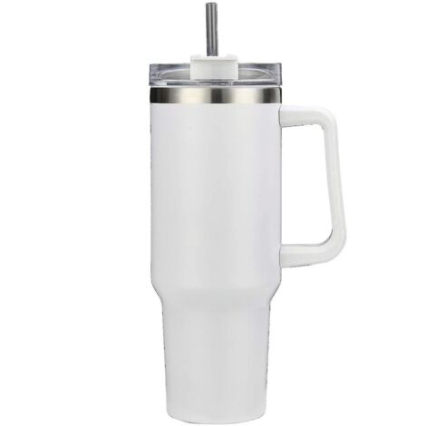Gobelet isotherme de voyage Stanley Adventure Quencher 40 oz en acier inoxydable avec poignée - Blanc (1/4)
