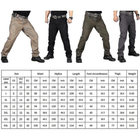 Pantalon cargo tactique imperméable New Soldier pour homme, idéal pour le travail et les activités de plein air en extérieur - Taille 4XL - Kaki