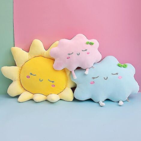 Coussin en peluche nuage de soleil mignon et doux, jouet créatif en peluche nuage de soleil, coussin pour voiture, décoration intérieure, jouet pour enfants - 50 cm - Nuage rose
