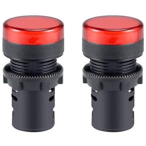 2 voyants lumineux AC/DC, LED jaune, montage encastré 22 mm (7/8") - rouge (1/5)