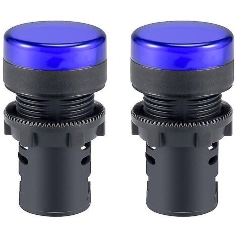 2 voyants lumineux AC/DC, LED jaunes, montage encastré 22 mm (7/8") - bleu (1/5)