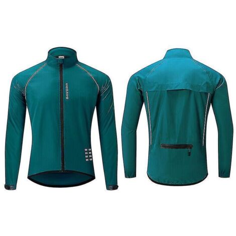 Veste de cyclisme ultralégère pour homme, imperméable et coupe-vent, idéale pour le vélo et la course à pied - Taille M - Bleu marine (1/5)