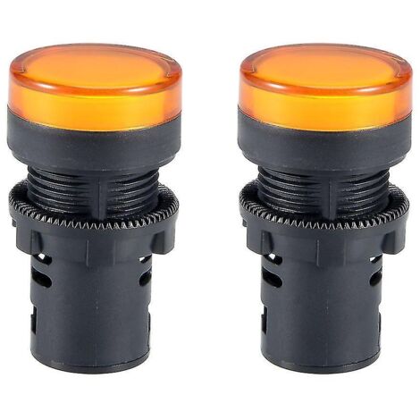 2 voyants lumineux AC/DC, LED jaunes, montage encastré 22 mm (7/8") - jaune (1/5)