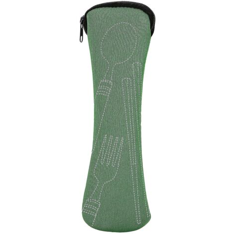 Sacoche de rangement portable en tissu résistant à l'usure pour couverts (cuillères et fourchettes) - Vert (1/5)