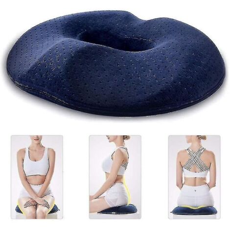 Oreiller en forme de beignet pour le coccyx - Oreiller pour hémorroïdes - Soulagement de la douleur et traitement des hémorroïdes, pour le lit (1/4)