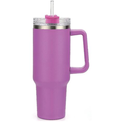 Gobelet isotherme de voyage Stanley Adventure Quencher 40 oz en acier inoxydable avec poignée - Violet (1/4)