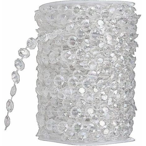 Guirlande de perles de cristal irisé en verre cristal 30 m, perles acryliques en forme de diamant pour décoration de mariage et de fête (transparent) (d-583-a) (1/5)