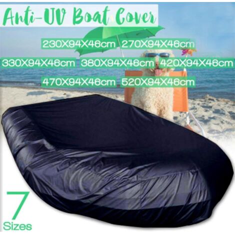 Housse de protection imperméable et résistante à la poussière et aux UV pour bateau gonflable, canot ou kayak - Étui de rangement en caoutchouc - 520 x 94 x 46 cm - Noir (1/4)