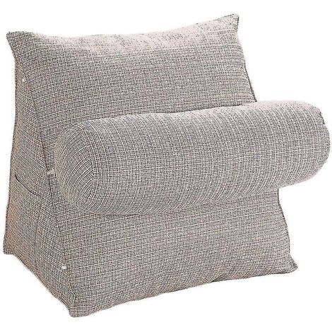 Coussin dorsal extra large / Soutien lombaire / Oreiller lombaire / Oreiller triangulaire avec 1 cylindre Kiseen Améliore la posture et prévient les douleurs lombaires pendant la grossesse - Blanc (1/4)