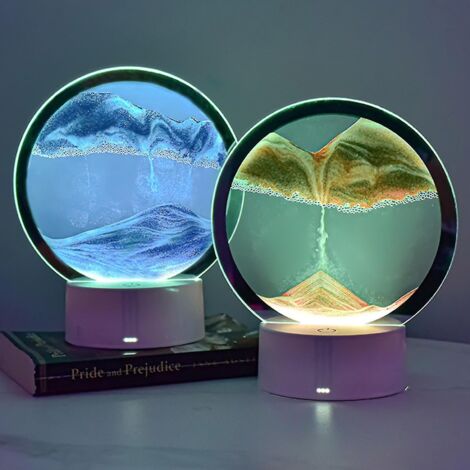 Lampe de table effet sable mouvant, veilleuse effet sable fluide pour étagère, décoration intérieure - Violette (1/3)