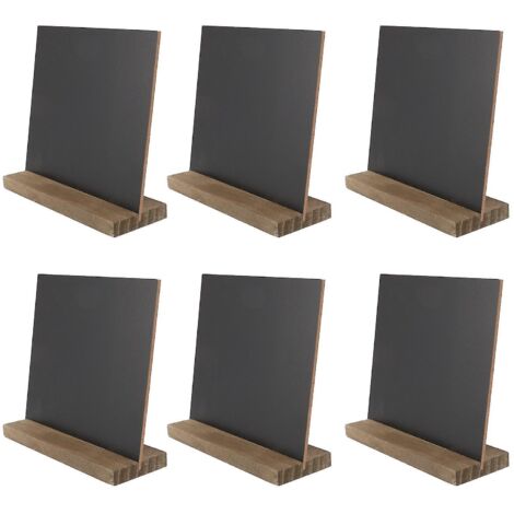 Lot de 6 panneaux rustiques en ardoise avec support en bois pour décorations de mariage, 15 x 12,5 cm, noir (1/5)