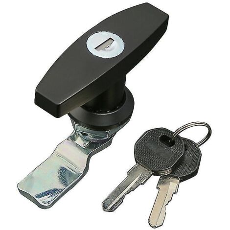 Poignée de verrouillage antirouille en forme de T pour coffre à outils, tiroir, porte de caravane, camping-car, camion, camion – Noir (1/3)